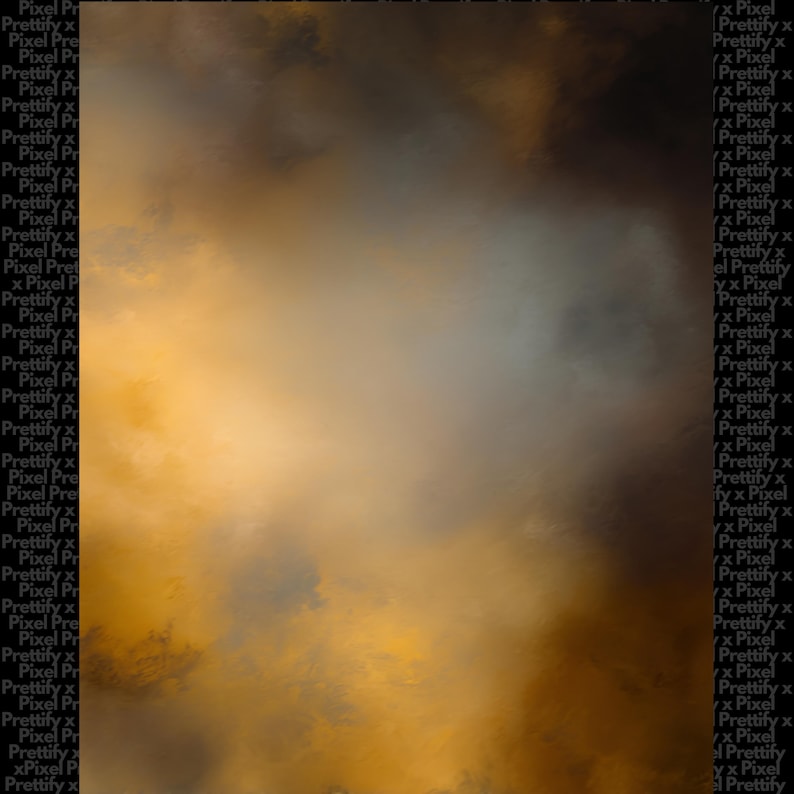 May include: Abstract digital art with a blend of warm and cool tones. The artwork features a gradient of colors, including shades of gold, brown, and gray, creating a textured, cloudy effect. The edges of the image are framed with the text "Pixel Prettify x".