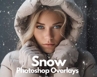 130 Realistic Falling Snow Photoshop Overlays, Christmas Snowflakes Backdrop Pack, Snowfall Effect for Photo Editing, Winter Lightroom Brush