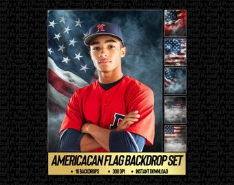 American Flag Digital Backdrops | Sports Backgrounds, Baseball, Football, Softball, Basketball, Soccer | Fog & Smoke Backgrounds | USA Photo
