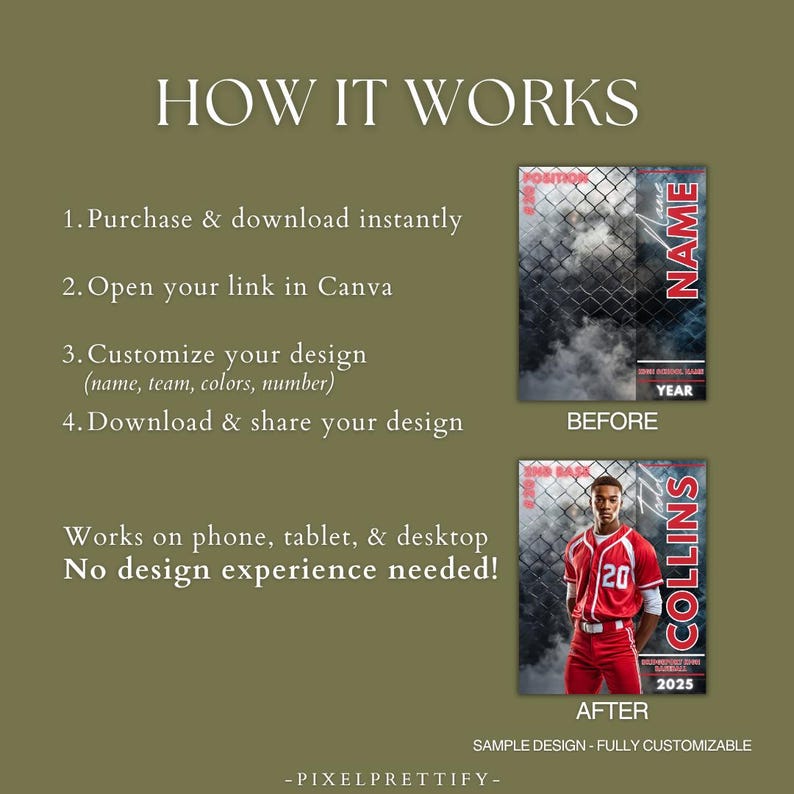 Softball Poster Canva Template | Softball Background For Custom Sports Posters, Senior Banners, Cards, Memory Mates | Non-Photoshop Template image 4