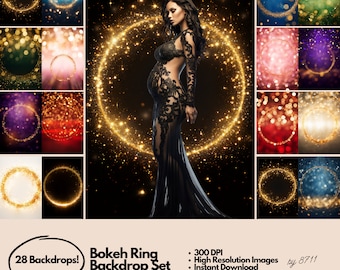 28 Gold Bokeh Overlays - Digital Backdrop, Photoshop Overlay, Maternity Photoshop