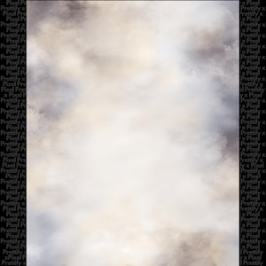 May include: A digital art background with a cloudy, ethereal design. The image features a gradient of colors, with a bright, white center that fades into shades of gray and beige around the edges. The text "Pixel Prettify x Pixel" is repeated along the left and right borders.