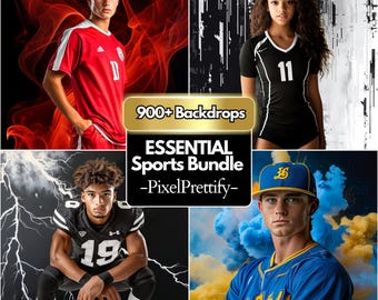 400+ Sports Backgrounds & Overlay Bundle: Smoke Fog Overlays and Digital Backdrops | For Football, Softball, Soccer, Tennis, and Basketball
