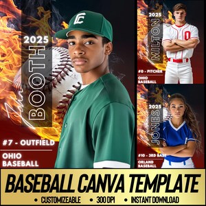 Modello di poster di baseball Canva / Banner sportivo senior personalizzato, carte da baseball, sfondo softball / Sfondo digitale / Non è necessario Photoshop