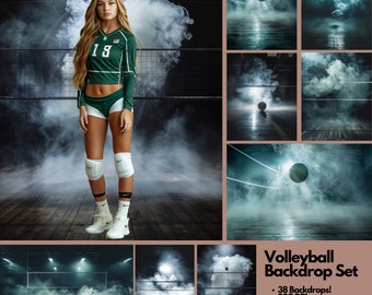 15 Volleyball Digital Backdrops for Sports Photography | Volleyball Background For Volleyball Banner, School Sports, & Senior Portrait Photo