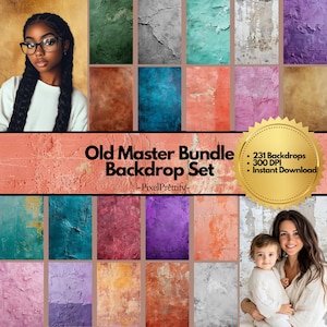 OLD MASTER Bundle Photography Background Backdrop, Vertical Portrait Background Photoshop Horizontal Studio Digital Backdrop Texture Overlay