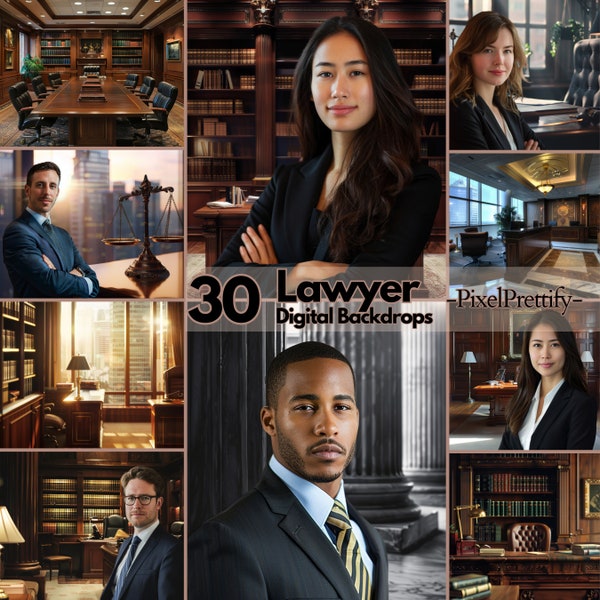 30 Lawyer Headshot & Business Portrait Backgrounds | Digital Modern Office Backdrop for Attorney Photoshoots | Professional Branding Photos