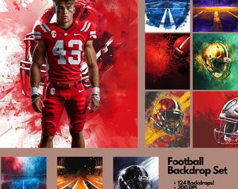 124 Football Digital Backdrops for Sports Photography | Football Background For Football Banner, School Sports, & Senior Portrait Photo
