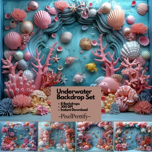 Unterwasser Digital Backdrop, Unterwasser-Foto-Prop, Kinder-Unterwasserparty