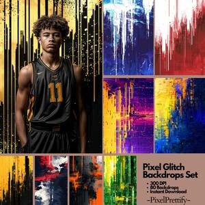 80 Pixel Glitch Digital Photography Backdrops: Perfect as Sports ...