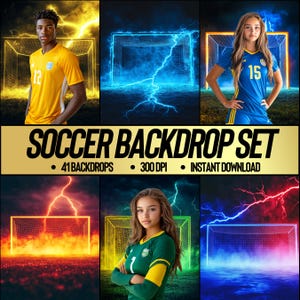 41 Epic Soccer Digital Backdrops for Sports Photography | Football Background For Soccer Banner, School Sports, & Senior Portrait Photo