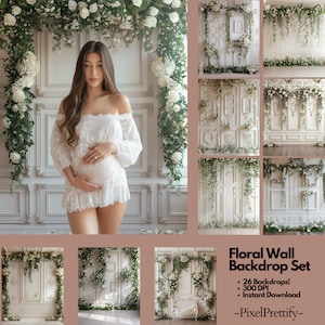 26 White Floral Backgrounds Digital Backdrop Overlay Maternity Backdrop Digital Floral Overlays Newborn Studio Backdrop Photoshop Overlay