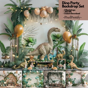 Dinosaur Adventure Digital Backdrop, Tyrannosaurus Rex Photo Prop, Kid&#39;s Dinosaur Party