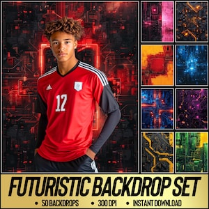 50 futuristische digitale Fotografie Kulissen: Perfekt als Sport Hintergrund für Basketball, Softball, Football, Tennis Poster & Fußball Banner