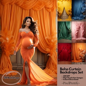 Digital Curtain Backdrops, Curtain Background, Digital Professional Studio Backdrops for Photography