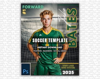 Photoshop de Affiche de football | Bannière de sport personnalisée, affiche de soirée pour seniors, compagnon de la mémoire, carte de joueur, bannière de football, arrière-plan numérique