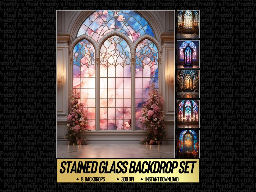 Stained Glass Digital Backdrop, Maternity Backdrop Overlays, Studio ...