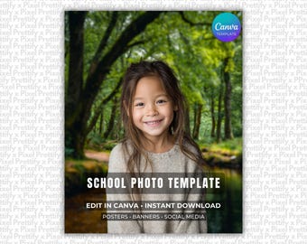School Picture Canva Template, Back to School Photo, Senior Portrait, School Photos, School Picture Digital Backdrop