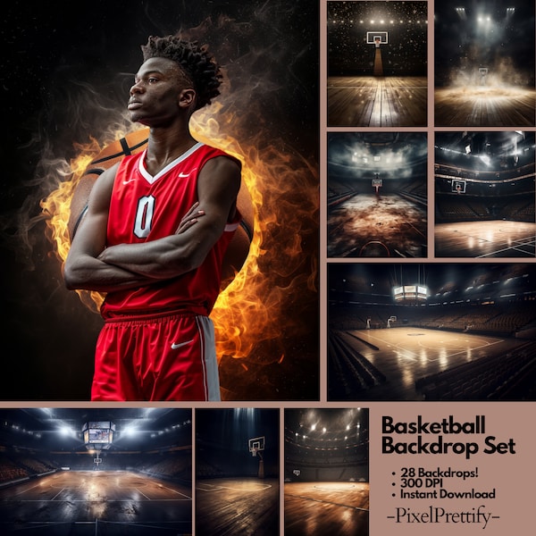 25 Basketball Digital Backdrops for Sports Photography | Basketball Background For Basketball Banner, School Sports, & Senior Portrait Photo