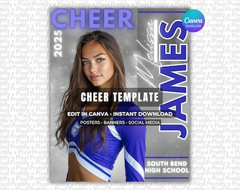 Cheerleader & Dancer Canva Template | Cheer and Dance Banner, Senior Sports Poster, Memory Mate Gift | Custom Cheer Digital Background