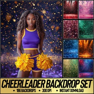 186 décors numériques de pom-pom girl pour la photographie de sport | Arrière-plan d&#39;encouragement pour bannière d&#39;encouragement, sport scolaire et photo de portrait senior