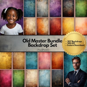OLD MASTER Bundle Photography Background Backdrop, Vertical Portrait Background Photoshop Horizontal Studio Digital Backdrop Texture Overlay