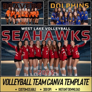 Volleyball Team Canva Template | Volleyball Backdrop For Sports Poster Design, Senior Sports Banners, Memory Mates, Digital Background