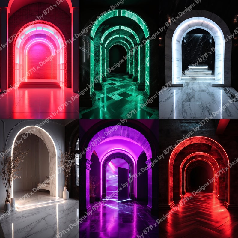 Neon Arch Digital Backdrops Neon Backdrop Overlays Neon Photography ...