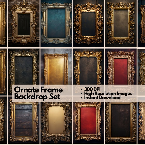 Ornate Frame Digital Backdrop Set, Maternity Backdrop Overlays, Studio Backdrop Overlays, Fine Art Textures, Photoshop Overlays