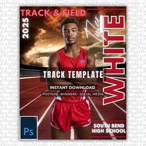 Track & Field Photoshop Template For Custom Posters and Banners | Editable Digital Track Background | Sports Poster, Senior Banner | PSD