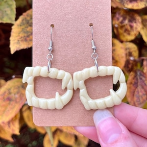 Glow in the Dark Vampire Fangs Earrings, Vampire Teeth, Dracula, Halloween, Jewlery, Spooky, Fall, Polymer Clay, Handmade