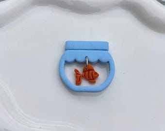 Goldfisch Fischglas Magnet, Fisch Magnet, Handgemachte Polymer Clay