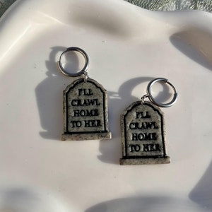 Work Song Tombstone Earrings, Hozier Inspired Earrings, “I’ll Crawl Home to Her,” Wasteland Baby, Unreal Unearth, Polymer Clay, Handmade