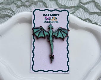 Schillernder Drache, Anstecknadel, Fimo Fantasy Jacke Anstecker