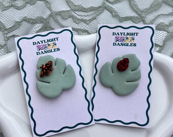 Käfer auf Blatt Pins, Marienkäfer Anstecker, Monarchfalter Anstecker, Conservation Jacket Anstecker, Polymer Clay Taschen Anstecker