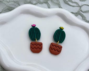 Handgemachte Polymer Clay Kaktus Magnet, blühende Pflanze