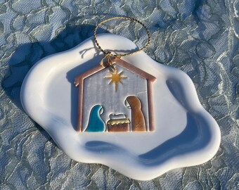 Krippe Ornament, Heilige Familie Weihnachten Polymer Clay Ornament, Handgemacht