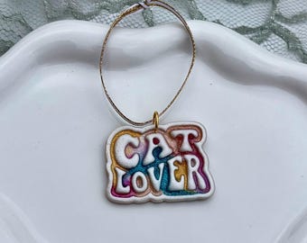 Handgemachte Tie-Dye Katze Ornament, Polymer Clay Weihnachtsgeschenk