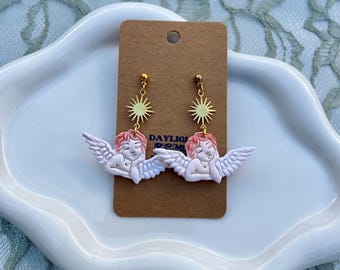 Icarus Earrings, Cherub, Hozier Inspired, Unreal Unearth Inspired, Greek Mythology, Sunlight, Icarian, Angel, Wings, Polymer Clay, Handmade