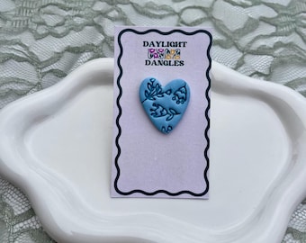 Blumen Herz Anstecknadel, Blumen Anstecknadel, Taschenanstecknadel, Valentinstag, Muttertagsgeschenk, handgemachte Polymer Clay
