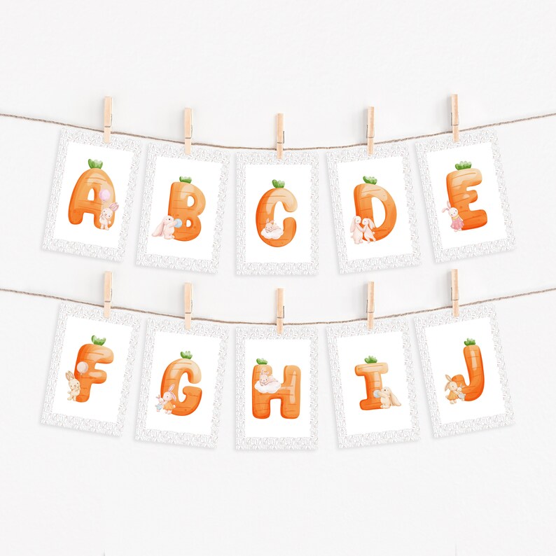 Alphabet and Number Flashcards Bundle Shaped Like Carrots Featuring