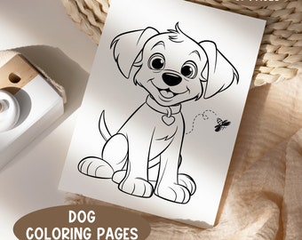 Adorable Dog Coloring Pages - 10 Designs, 2 Sizes Included, Printable Pet Coloring Sheets, Relaxing DIY Art Activity, Instant Download