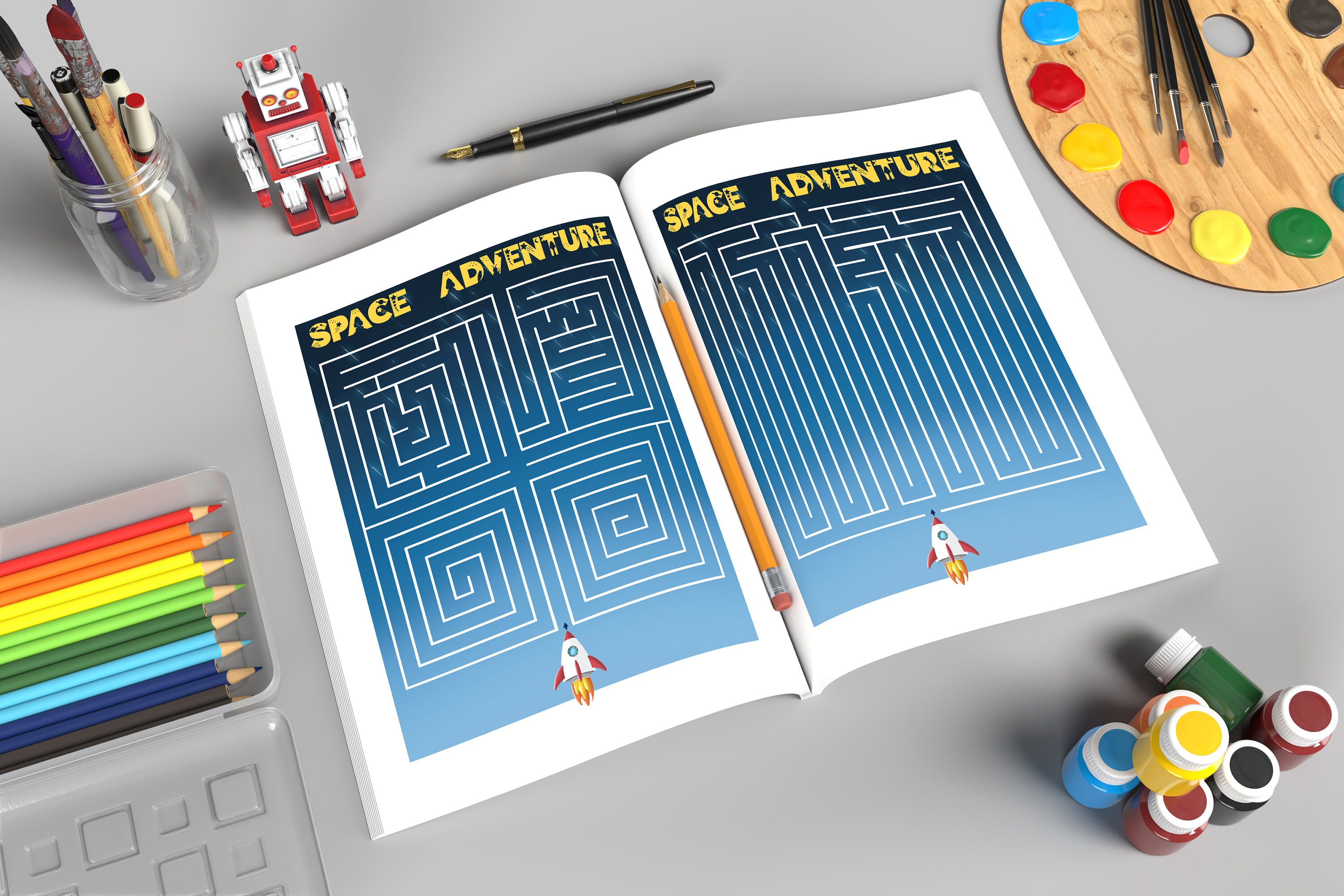 Rocket Maze Game Printable Labirynth Pdf Busy Book Worksheets Educational Toddler Activity ...