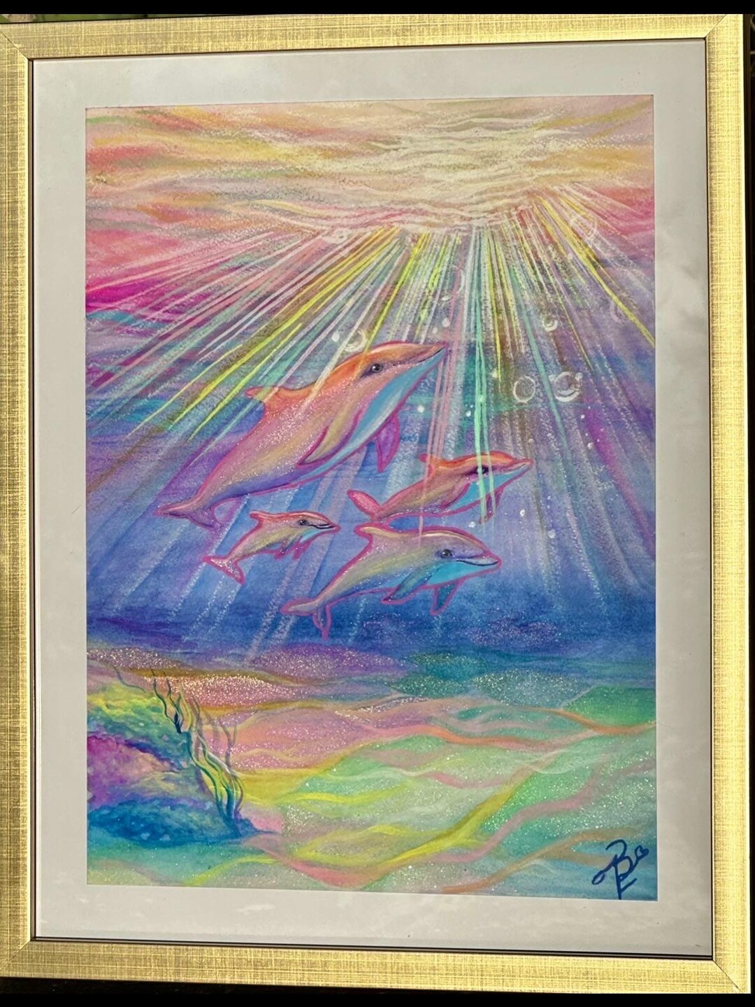 Pastel Colored Dolphin Watercolor Painting – Coastal Florida Wall Art ...