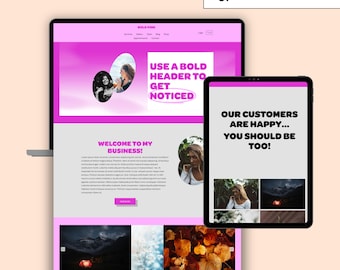 Squarespace 7.1 Website Template for Hair Salon, Cosmetic Design, eCommerce Store, Shop Theme, Beauty Minimal, Photography Blog, Bold Pink