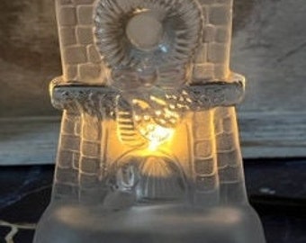 Glass Christmas Fireplace Tealight or Votive Holder