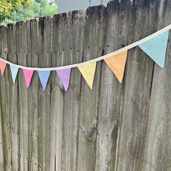 Pastel bunting flags, bunting decoration, rainbow bunting, baby bunting, 12 flags