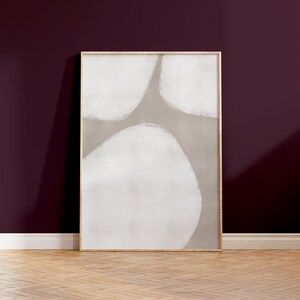 Neutral Abstract Shapes Art Print, Beige Wall Decor (Digital Download)