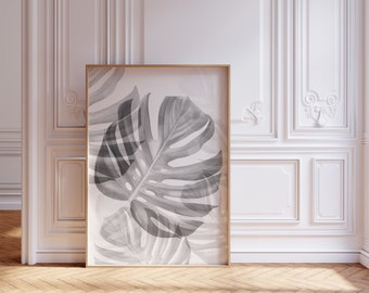 Impression de feuilles de Monstera, art mural tropical (téléchargement numérique)