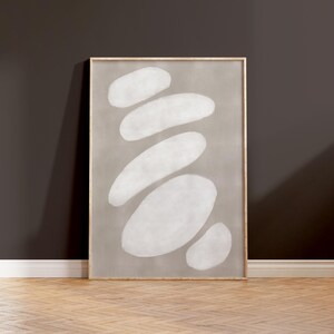Neutral Abstract Shapes Art Print, Beige Wall Decor (Digital Download)